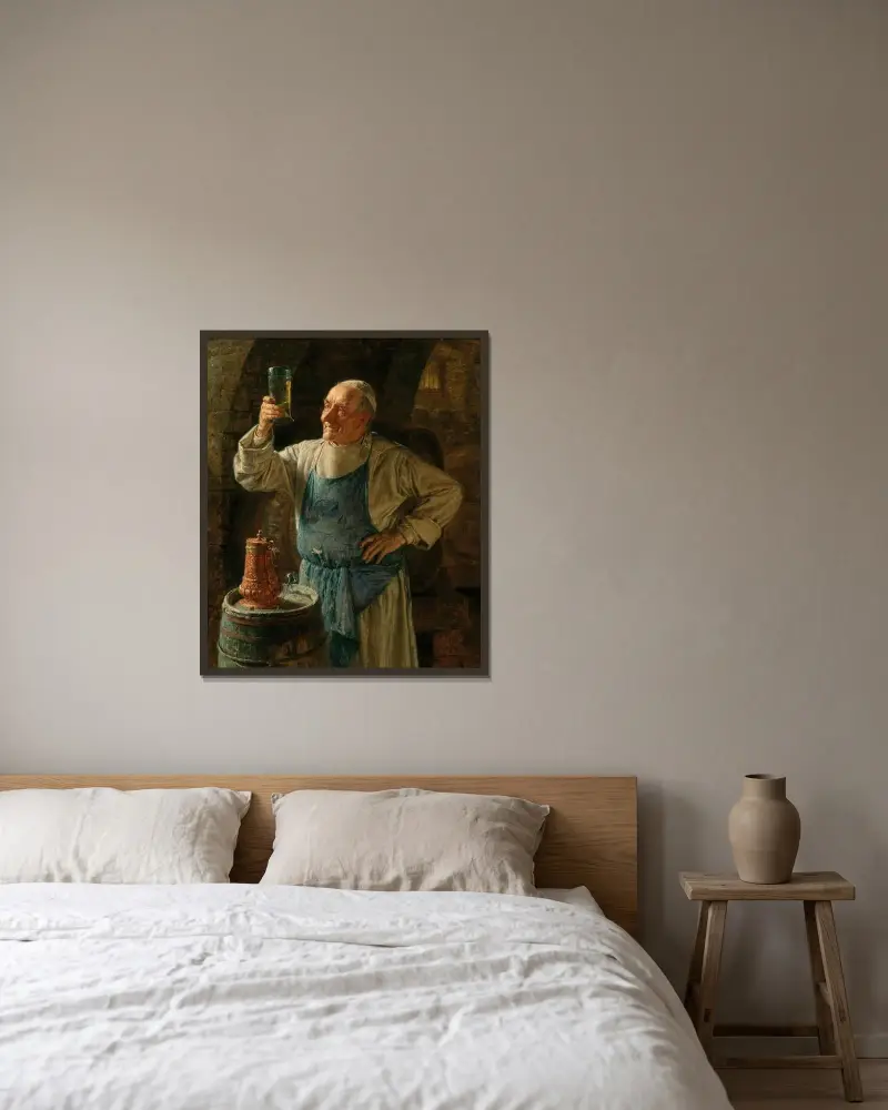 Weinprobe, 1896 von Eduard von Grützner gerahmt an einer Wand