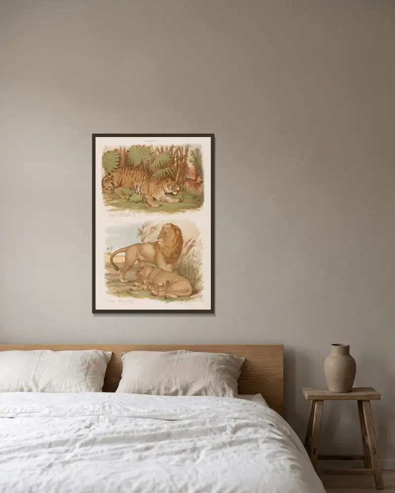 Stor atlas över zoologi, botanik och mineralogi, plansch 5 av Gustav von Hayek inramad på en vägg