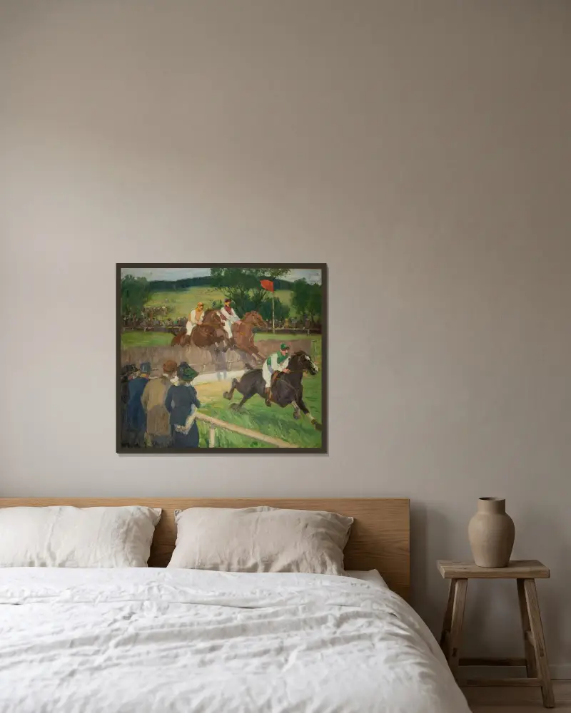 Horse Racing av Gösta Von Hennigs inramad på en vägg