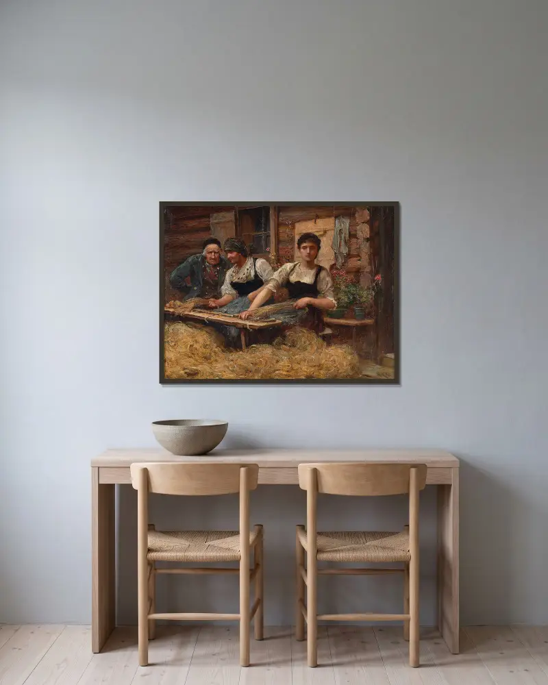 Wollkämmen von Sir Hubert von Herkomer gerahmt an einer Wand