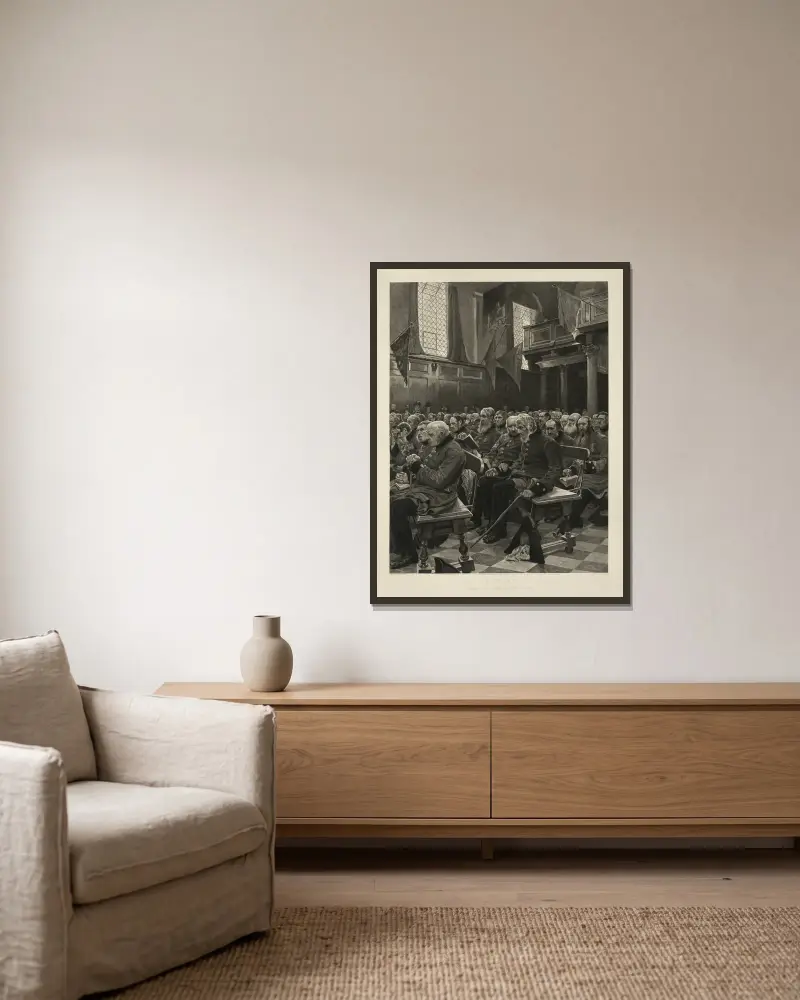 Die letzte Musterung von Sir Hubert von Herkomer gerahmt an einer Wand