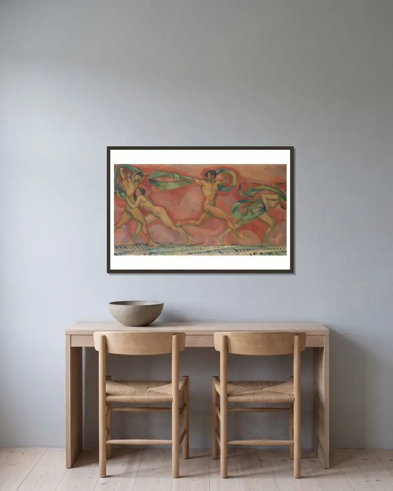 Tanzfries von Ludwig von Hofmann gerahmt an einer Wand