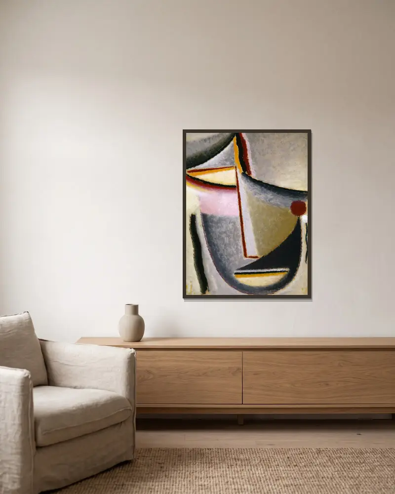 Abstrakter Kopf (Konstruktiver Kopf) von Alexej von Jawlensky gerahmt an einer Wand