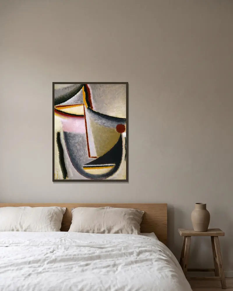 Abstrakter Kopf (Konstruktiver Kopf) von Alexej von Jawlensky gerahmt an einer Wand