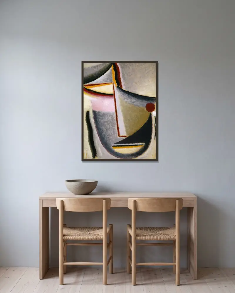Abstrakter Kopf (Konstruktiver Kopf) von Alexej von Jawlensky gerahmt an einer Wand