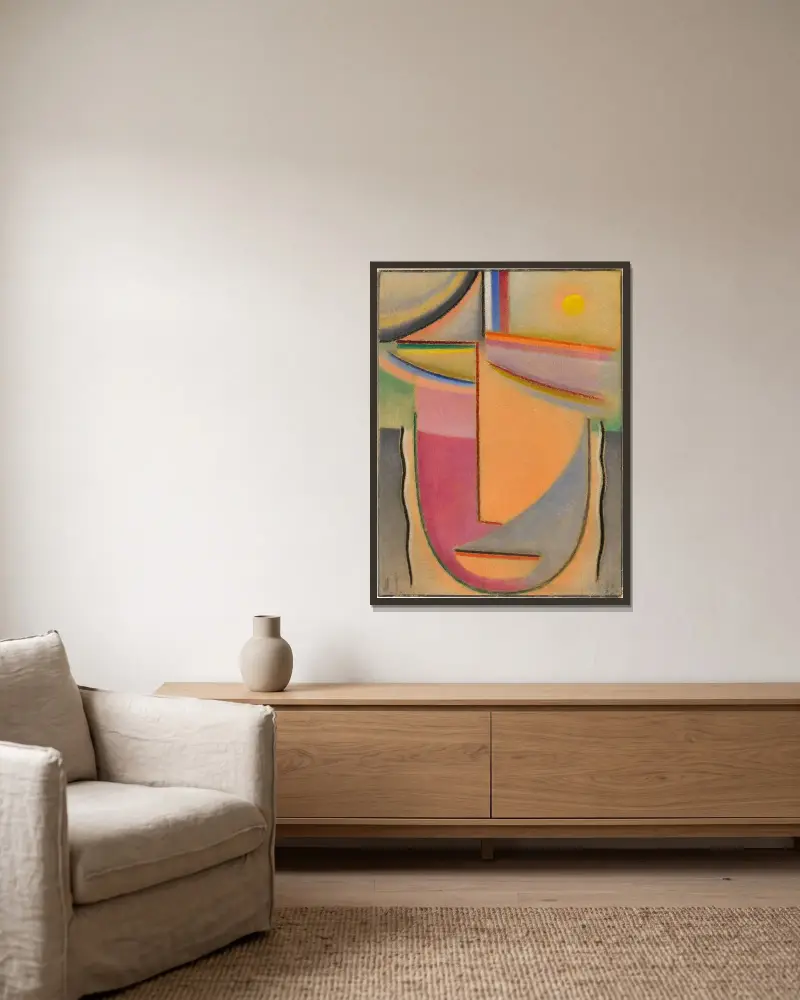 Abstrakter Kopf, 1927 – nr 1 av Alexej von Jawlensky inramad på en vägg