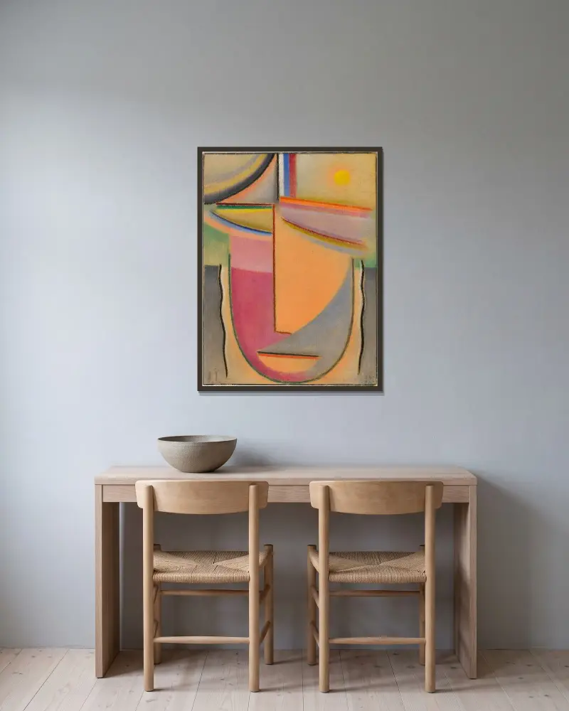 Abstrakter Kopf, 1927 – nr 1 av Alexej von Jawlensky inramad på en vägg