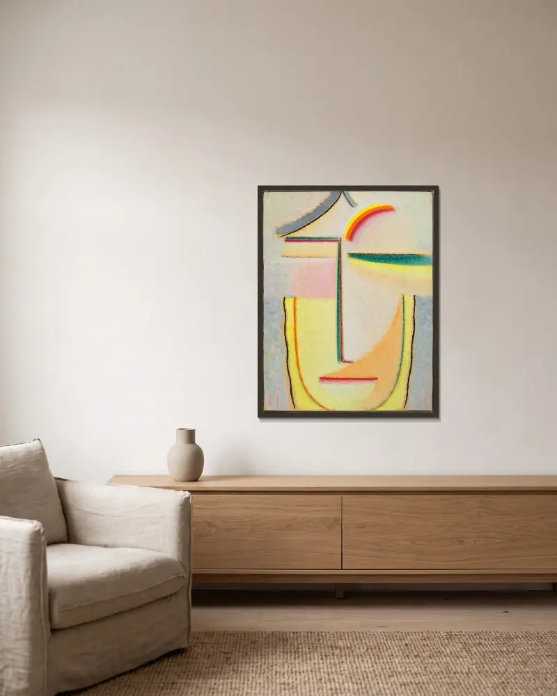 Abstrakter Kopf, 1933 – nr 3 av Alexej von Jawlensky inramad på en vägg
