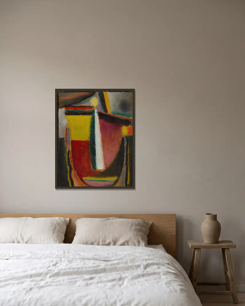 Abstrakter Kopf (Abstract Head), 1922 av Alexej von Jawlensky inramad på en vägg