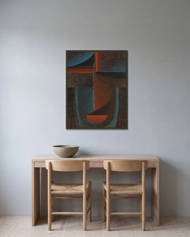 Abstrakter Kopf; Blau-Rot (Abstract Head; Blue-Red) av Alexej von Jawlensky inramad på en vägg