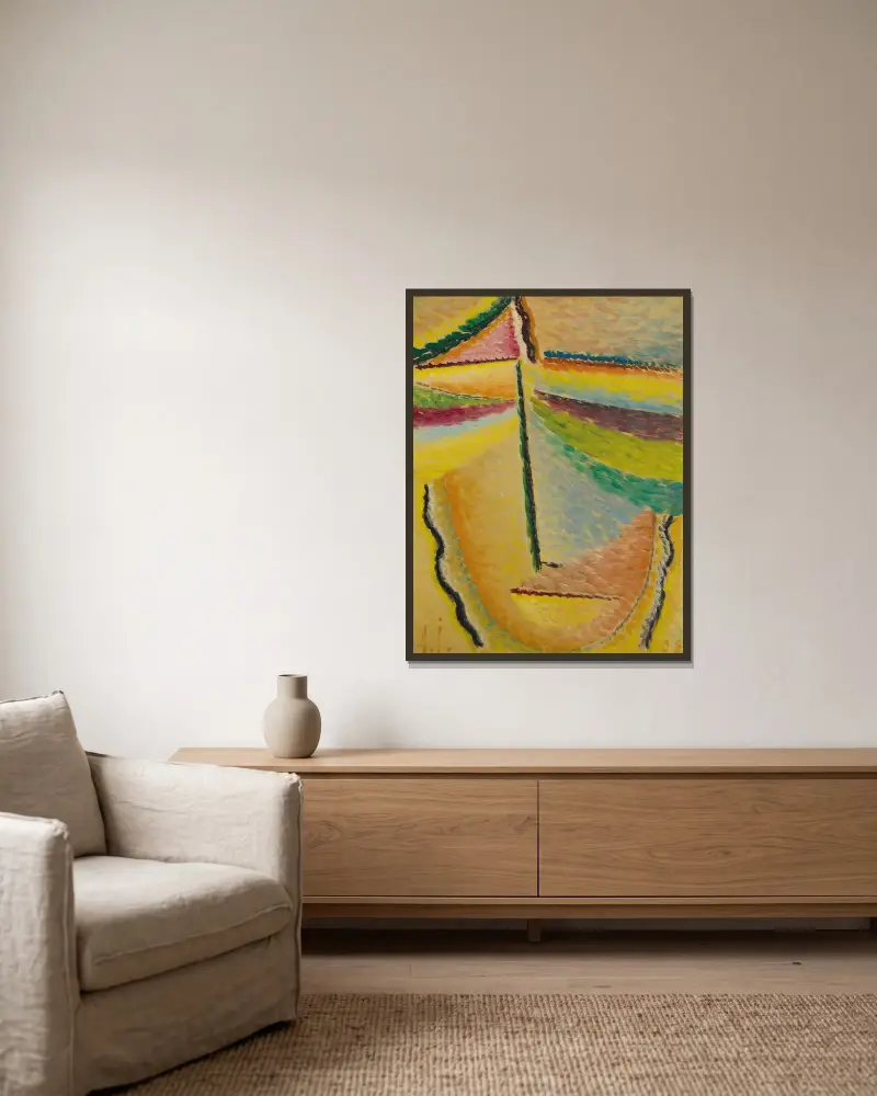 Abstrakter Kopf; Der Schutzengel av Alexej von Jawlensky inramad på en vägg