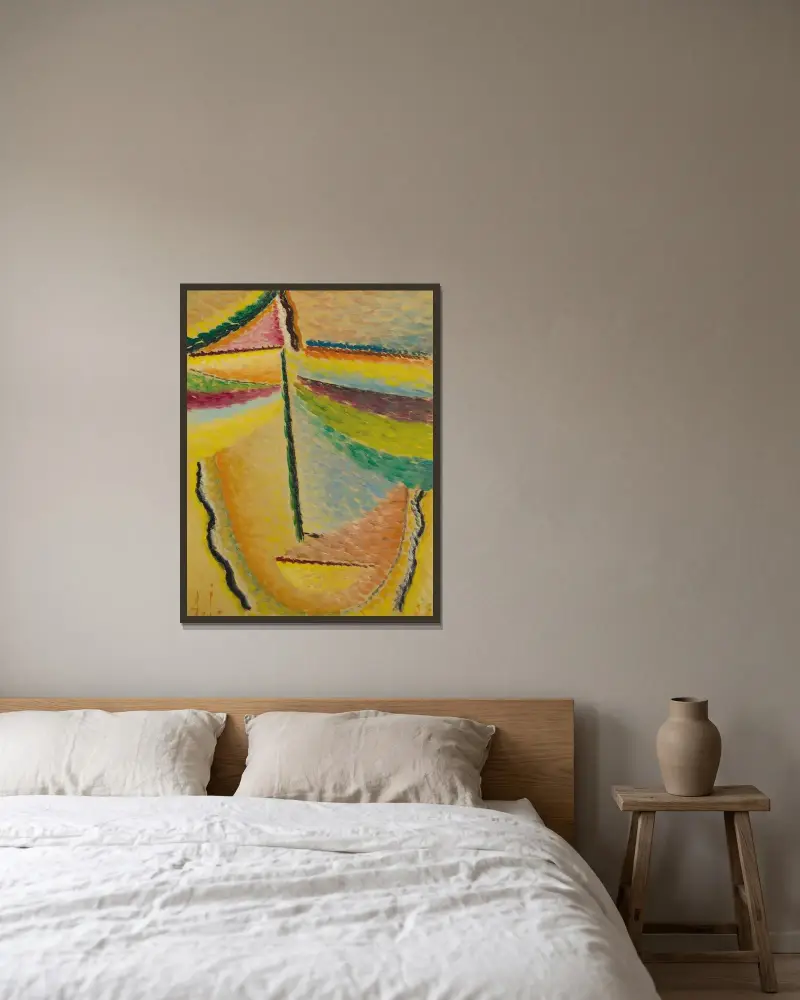 Abstrakter Kopf; Der Schutzengel av Alexej von Jawlensky inramad på en vägg