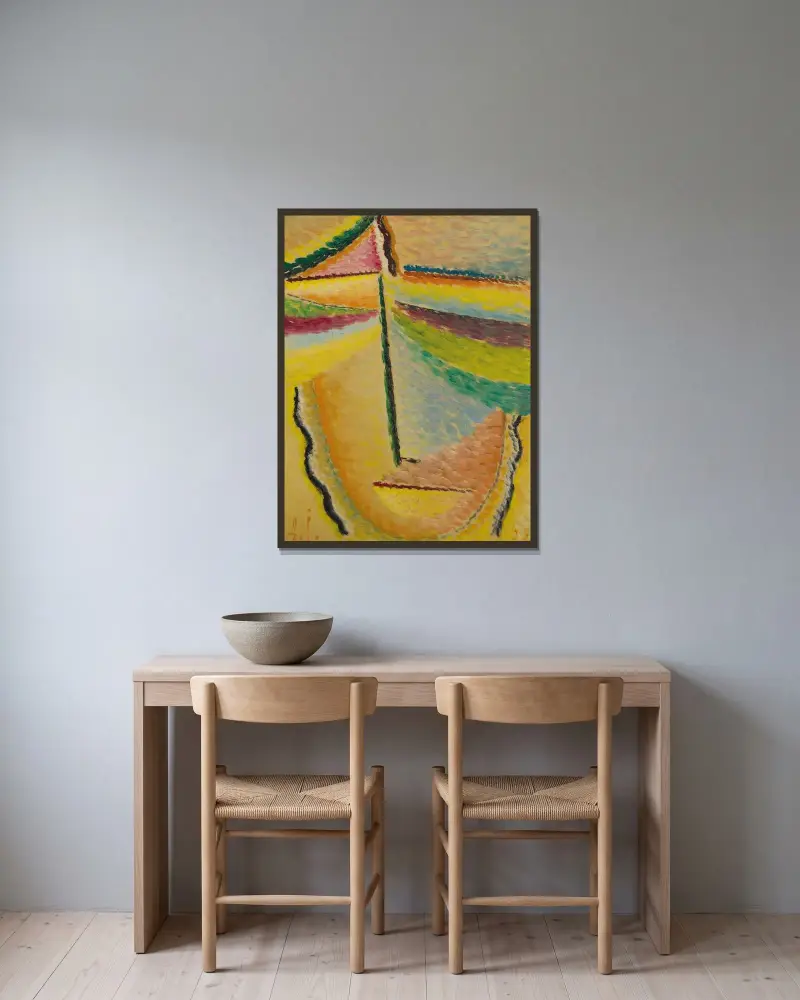 Abstrakter Kopf; Der Schutzengel av Alexej von Jawlensky inramad på en vägg