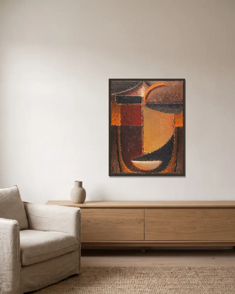 Abstrakter Kopf; Orient – Verhaltene Glut av Alexej von Jawlensky inramad på en vägg