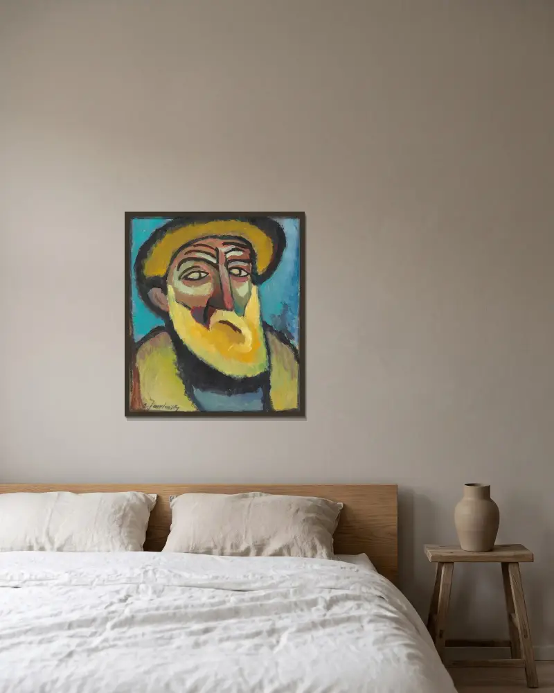 Bärtiger Alte von Alexej von Jawlensky gerahmt an einer Wand