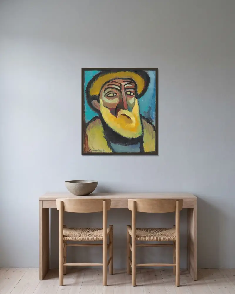 Bärtiger Alte von Alexej von Jawlensky gerahmt an einer Wand