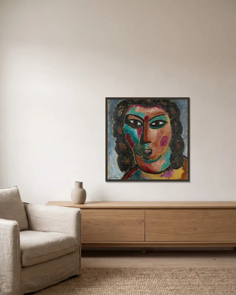 Braune Locken von Alexej von Jawlensky gerahmt an einer Wand