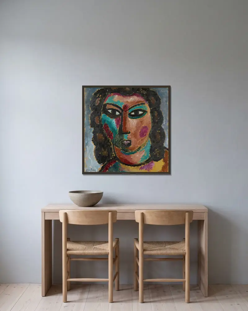 Braune Locken von Alexej von Jawlensky gerahmt an einer Wand