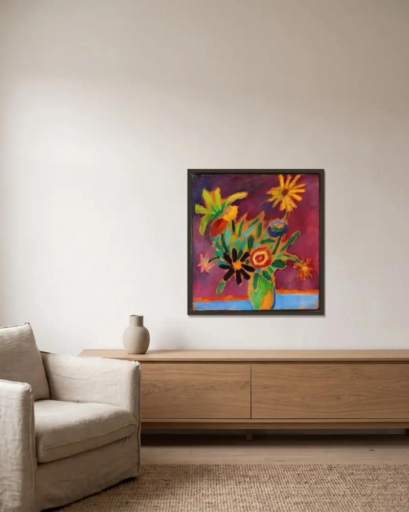 Bunte Blumen von Alexej von Jawlensky gerahmt an einer Wand