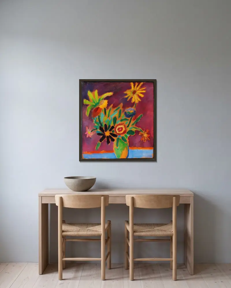 Bunte Blumen von Alexej von Jawlensky gerahmt an einer Wand