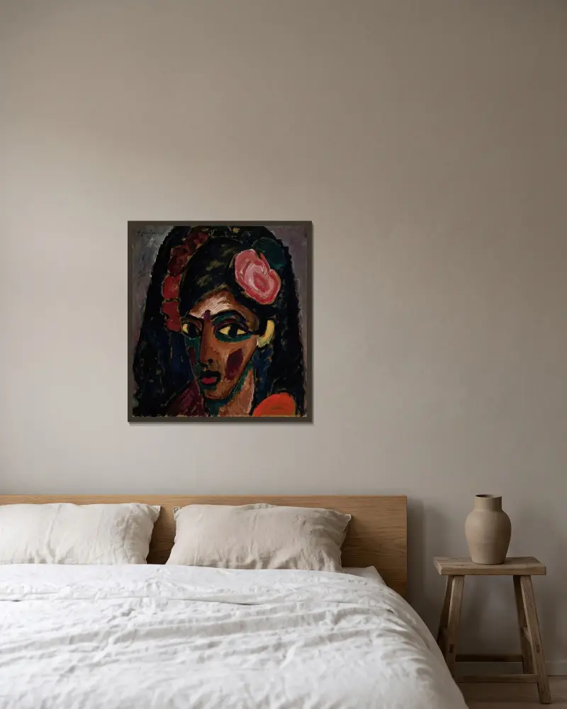 Egyptian Girl av Alexej von Jawlensky inramad på en vägg