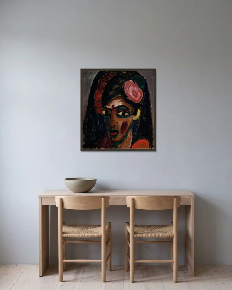 Egyptian Girl av Alexej von Jawlensky inramad på en vägg