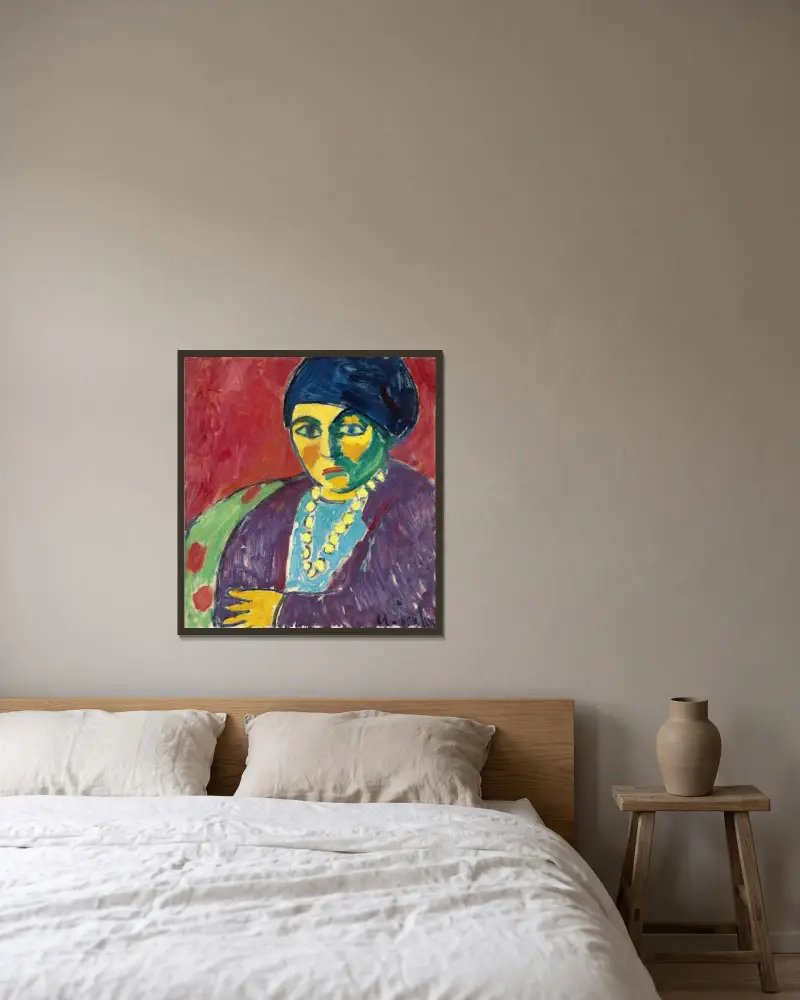 Female Head, Helene av Alexej von Jawlensky inramad på en vägg