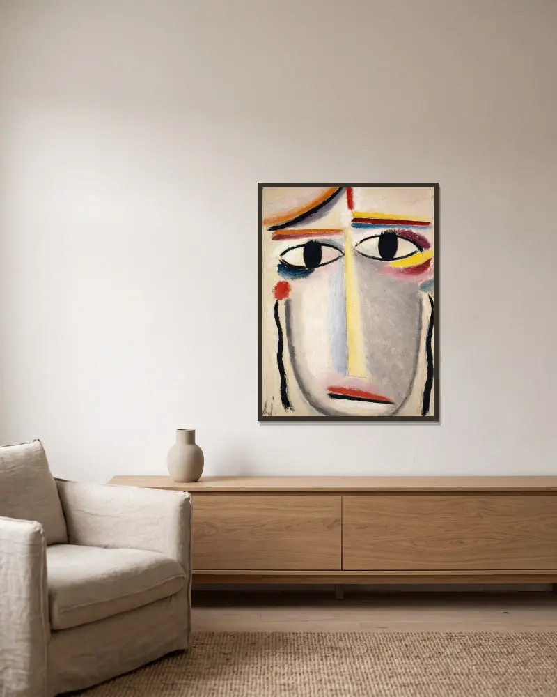 Female Head av Alexej von Jawlensky inramad på en vägg