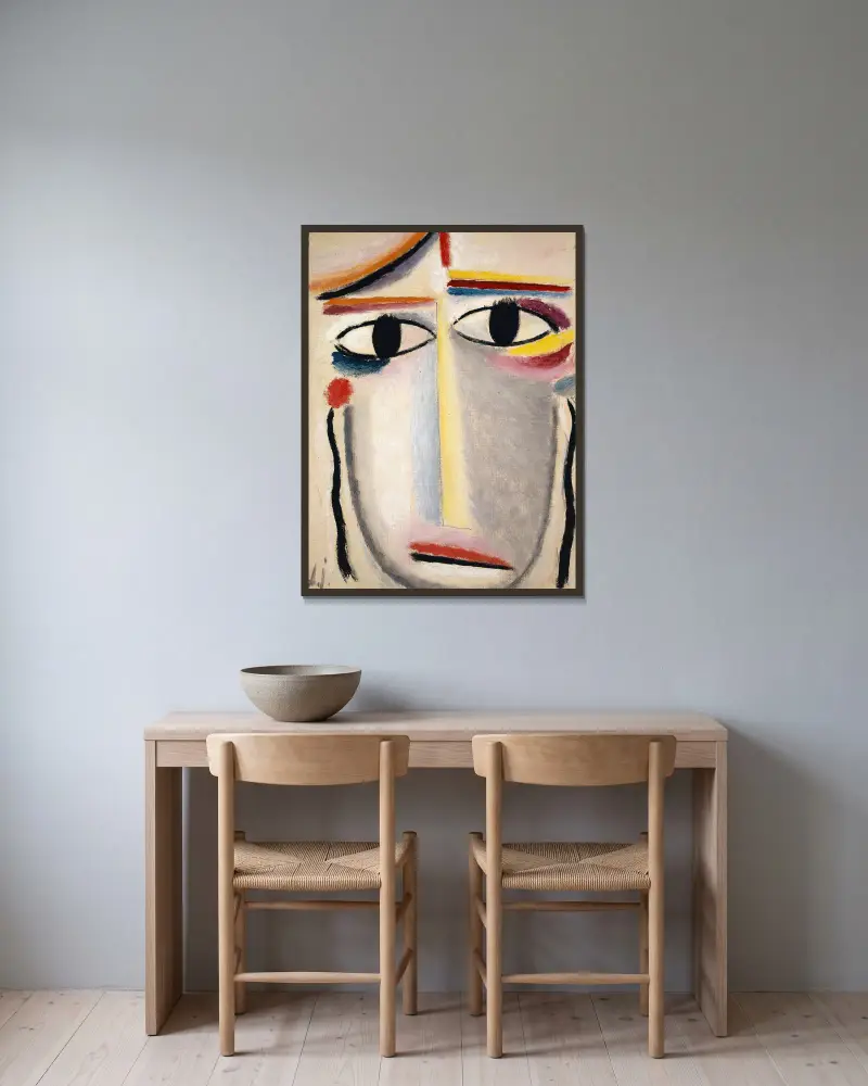 Female Head av Alexej von Jawlensky inramad på en vägg