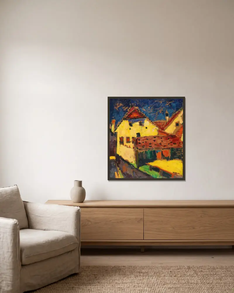 Gelbe Häuser av Alexej von Jawlensky inramad på en vägg