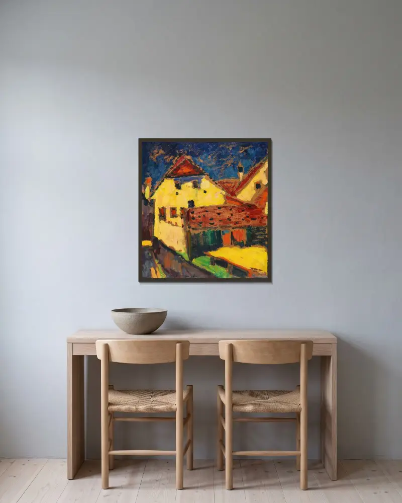 Gelbe Häuser av Alexej von Jawlensky inramad på en vägg