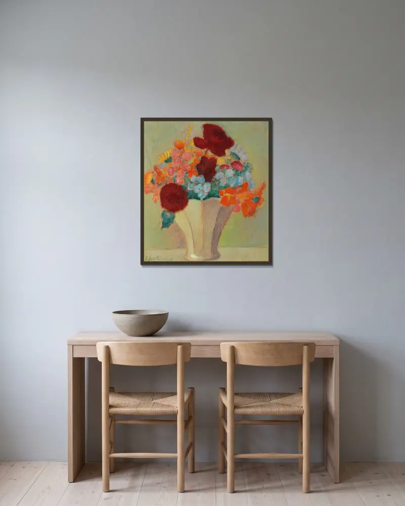 Grosses Stillleben; Helles Bouquet av Alexej von Jawlensky inramad på en vägg