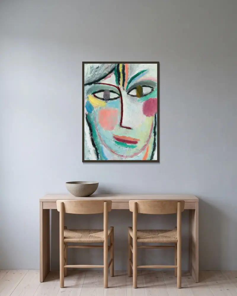 Head Of A Woman, Femina av Alexej von Jawlensky inramad på en vägg
