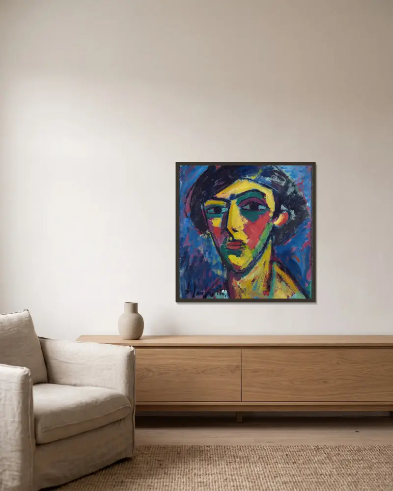 Head Of A Youth av Alexej von Jawlensky inramad på en vägg