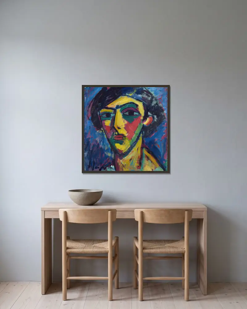 Head Of A Youth av Alexej von Jawlensky inramad på en vägg