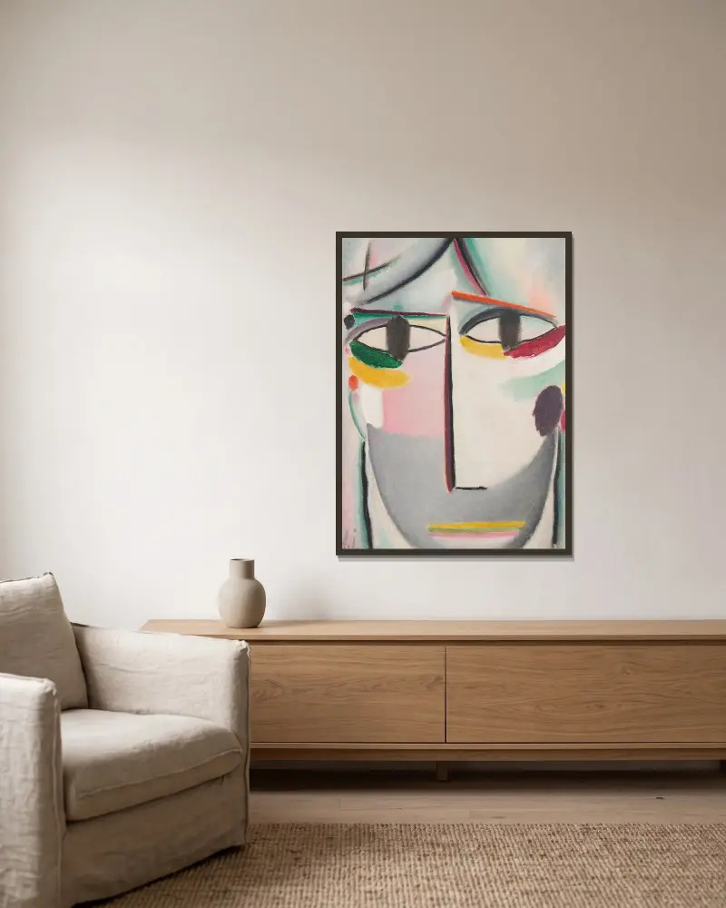 Heilandsgesicht av Alexej von Jawlensky inramad på en vägg