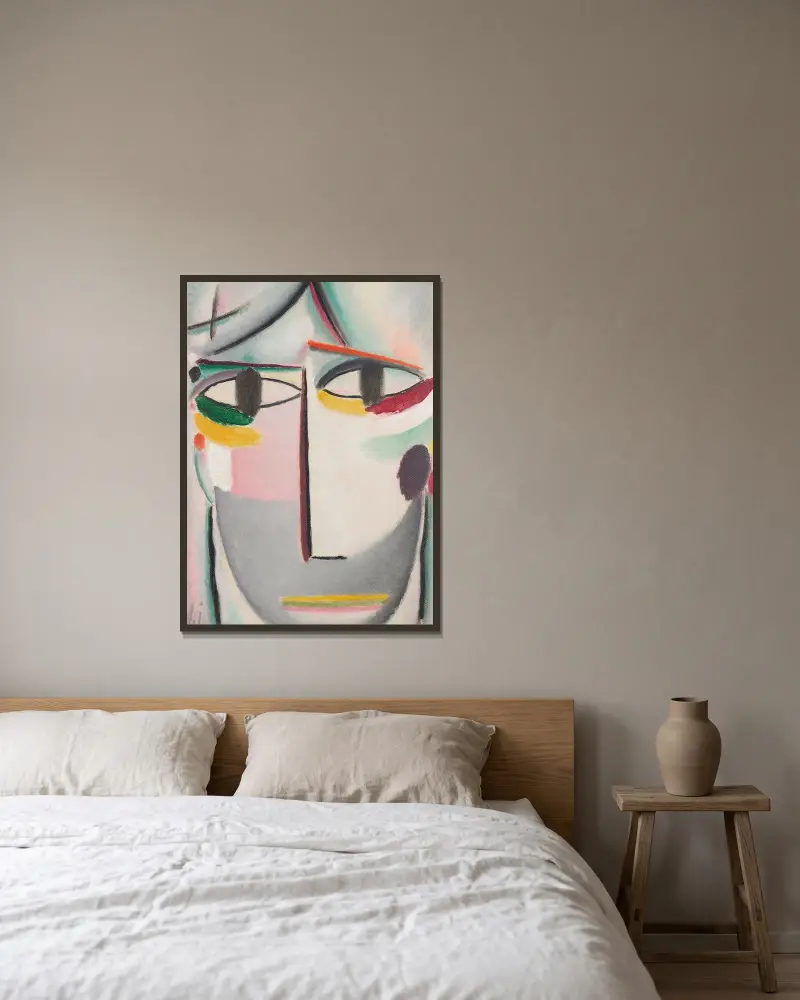 Heilandsgesicht av Alexej von Jawlensky inramad på en vägg