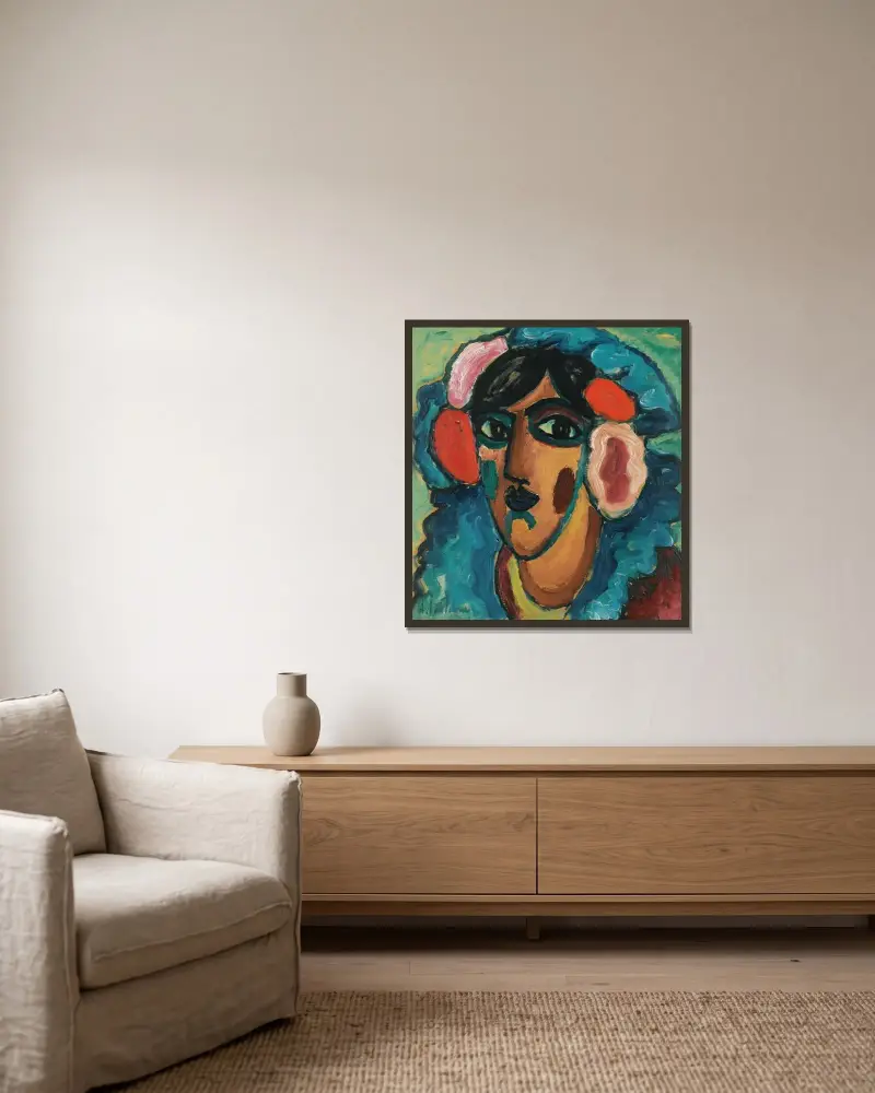 Infantin, Spanierin (Spanish Infanta) av Alexej von Jawlensky inramad på en vägg