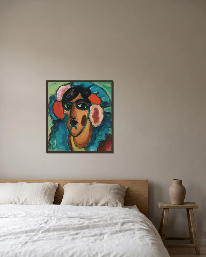 Infantin, Spanierin (Spanish Infanta) av Alexej von Jawlensky inramad på en vägg