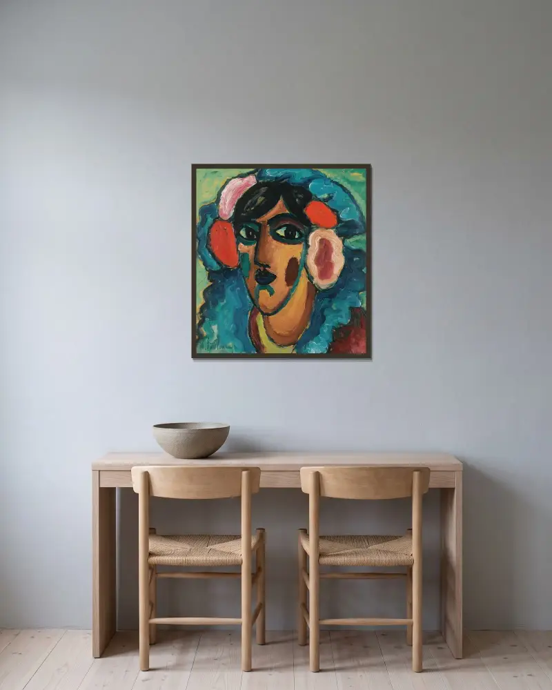 Infantin, Spanierin (Spanish Infanta) av Alexej von Jawlensky inramad på en vägg