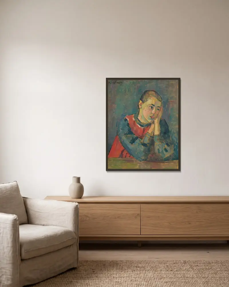 Kind Mit Gestütztem Kopf av Alexej von Jawlensky inramad på en vägg