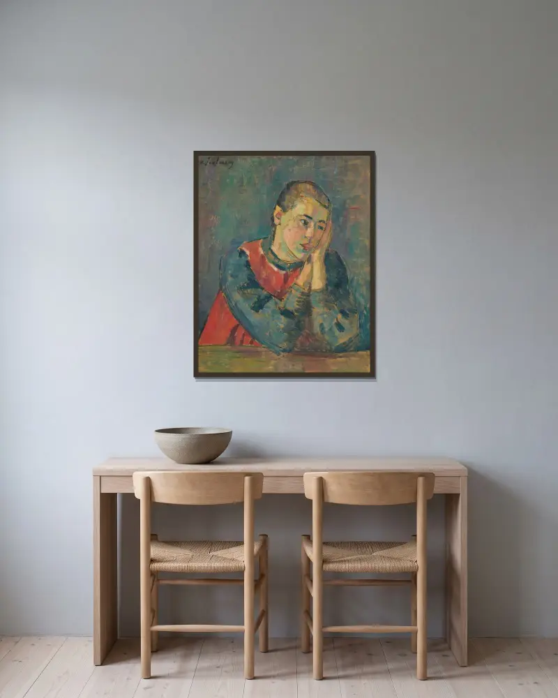 Kind Mit Gestütztem Kopf av Alexej von Jawlensky inramad på en vägg