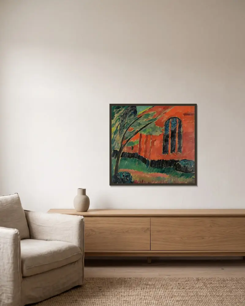 Kirche in Prerow von Alexej von Jawlensky gerahmt an einer Wand