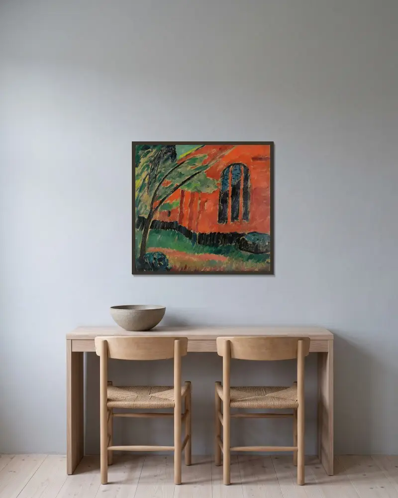 Kirche in Prerow von Alexej von Jawlensky gerahmt an einer Wand