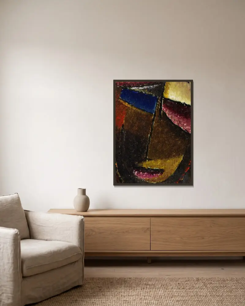 Kleiner abstrakter Kopf av Alexej von Jawlensky inramad på en vägg