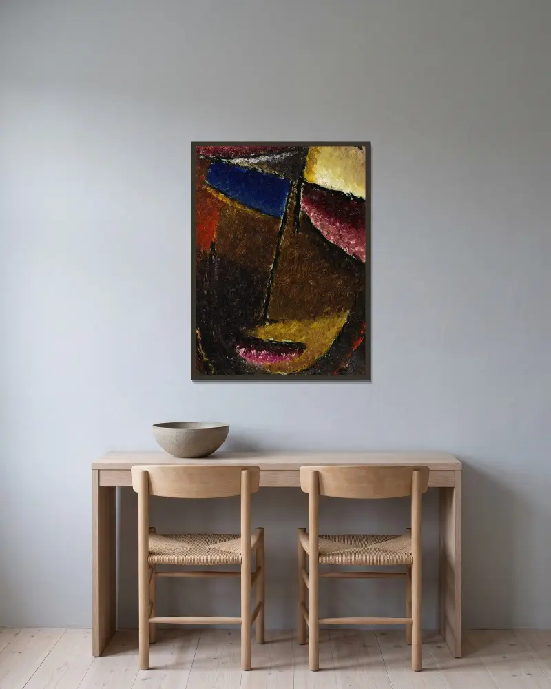 Kleiner abstrakter Kopf av Alexej von Jawlensky inramad på en vägg