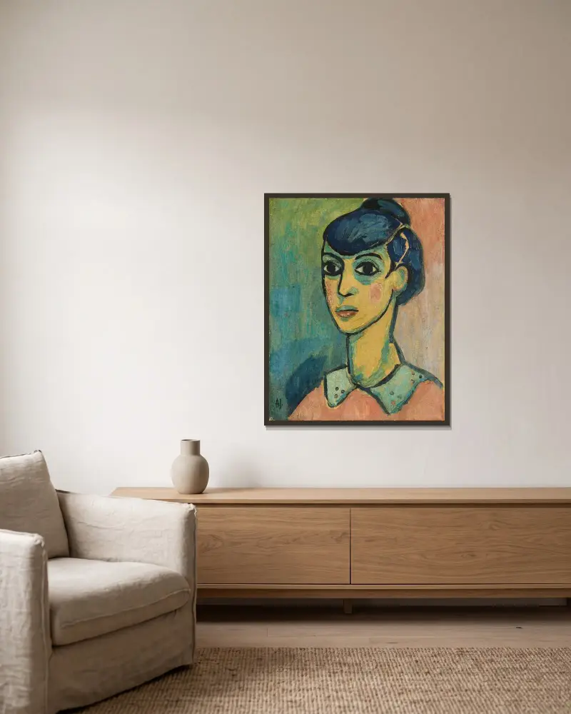 Kopf, 1913 von Alexej von Jawlensky gerahmt an einer Wand
