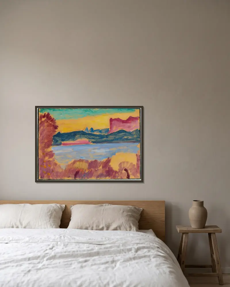 Landscape, Lake Geneva av Alexej von Jawlensky inramad på en vägg
