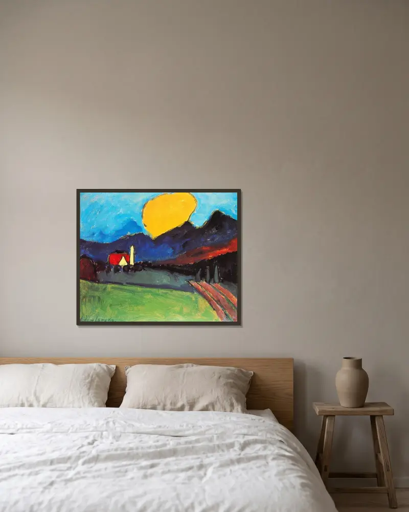 Landschaft mit orangener Wolke av Alexej von Jawlensky inramad på en vägg