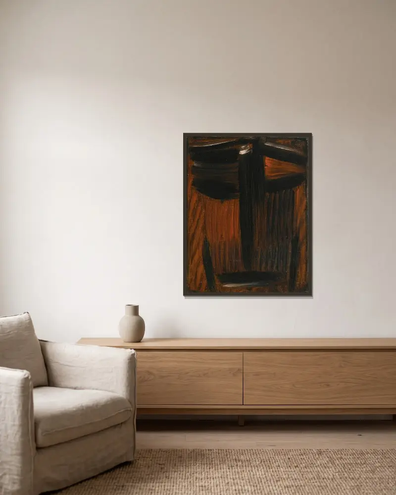 Meditation; Black- Orange Glowing av Alexej von Jawlensky inramad på en vägg